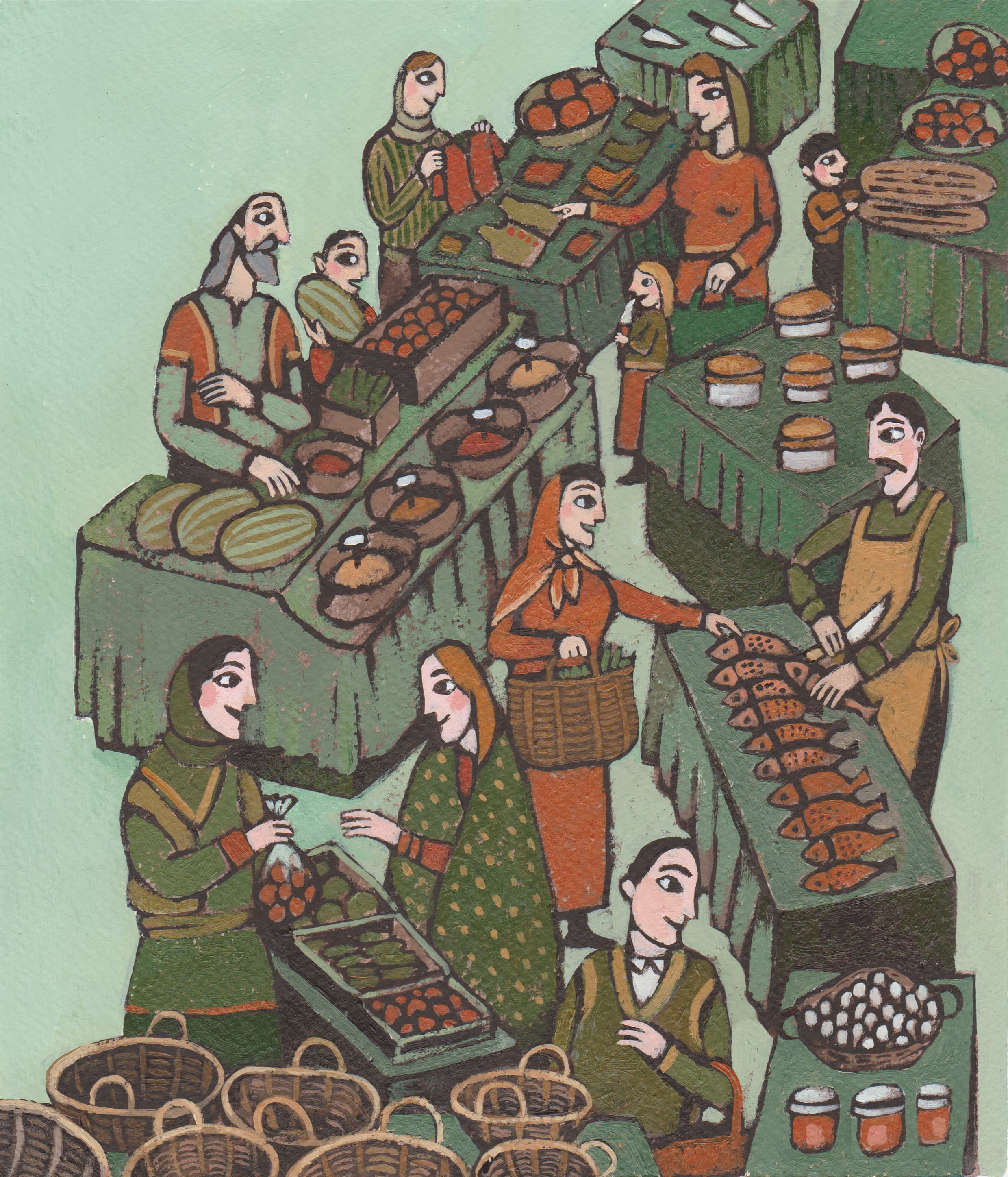 بازار محلی، طرح از عاطفه ملکی‌جو